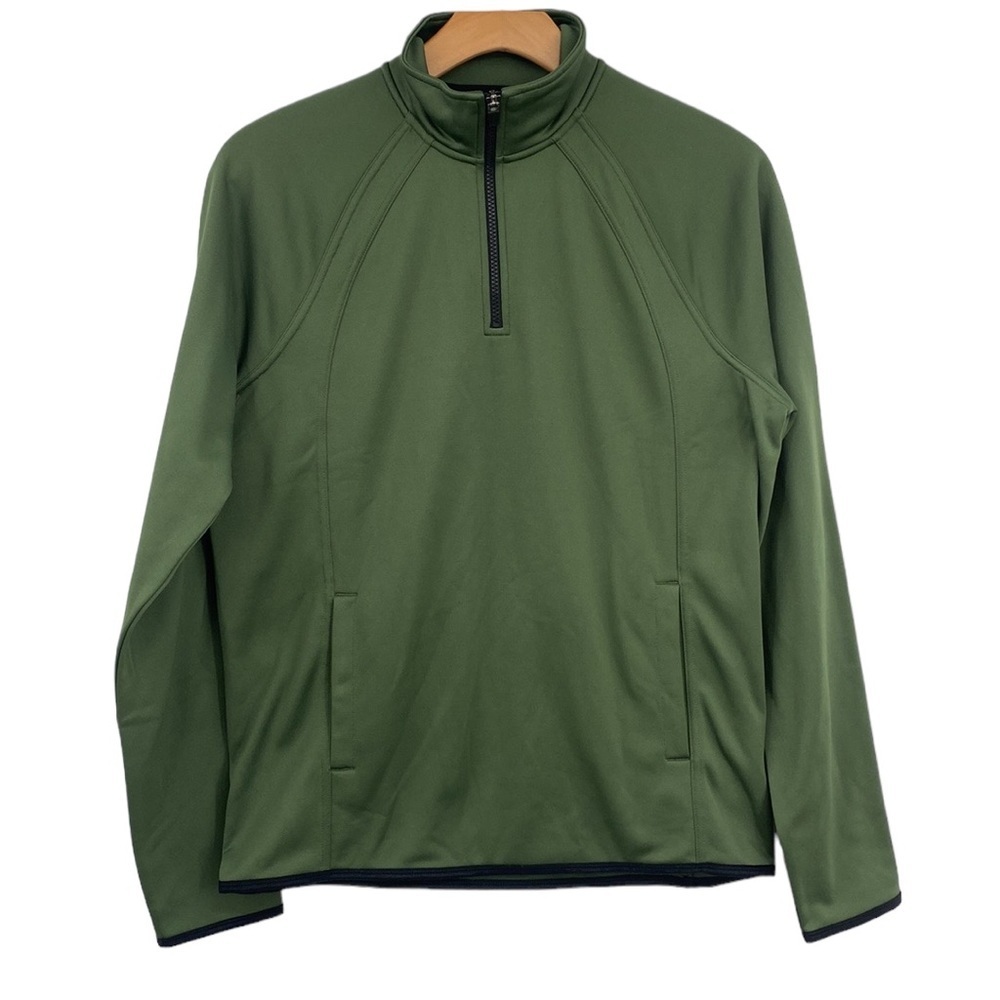 Lands' End Sport Sweatshirt Mens Medium Olive Green Long Sleeve Quarter Zip